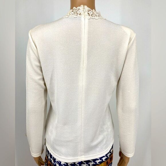 Vintage Angel Trumpet White Lace Blouse Size M - Picture 3 of 8